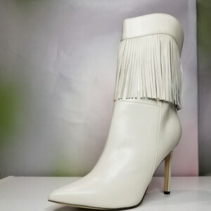 Nine West  Women's Tries Heeled Cowboy Booties Size 12 Cream NWT